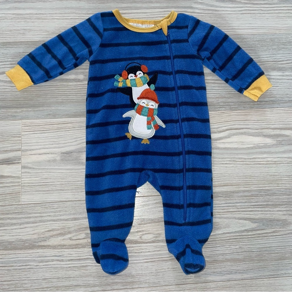 Koala Baby Baby Boys Fleece Sleep & Play Sleeper 0–3M Black & Blue Penguin Print